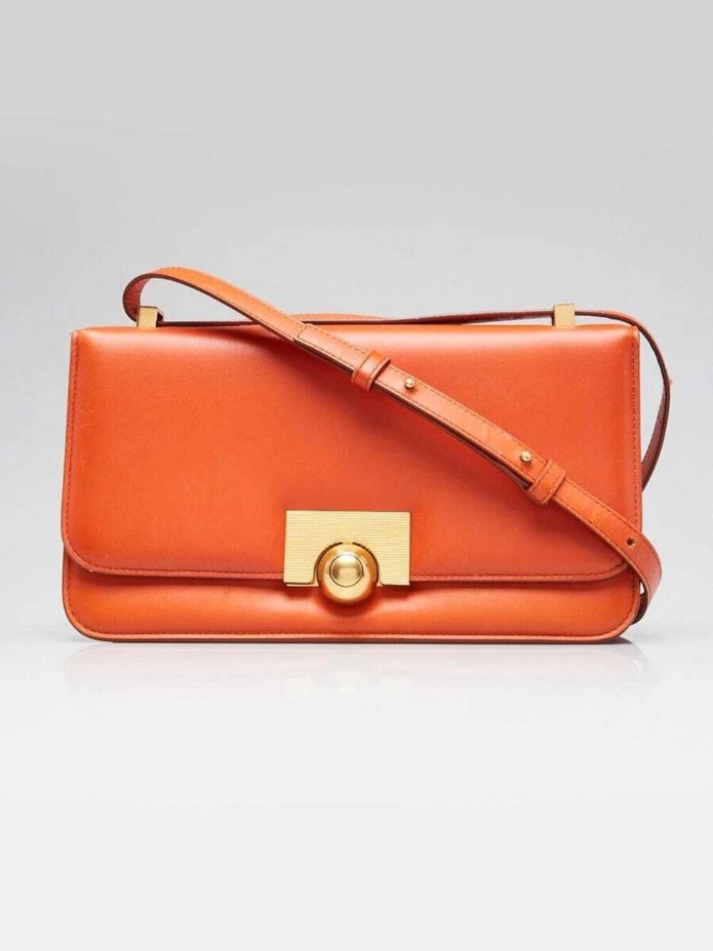 Bottega Veneta Orange Spazzolato Calfskin Leather BV Classic Shoulder Bag